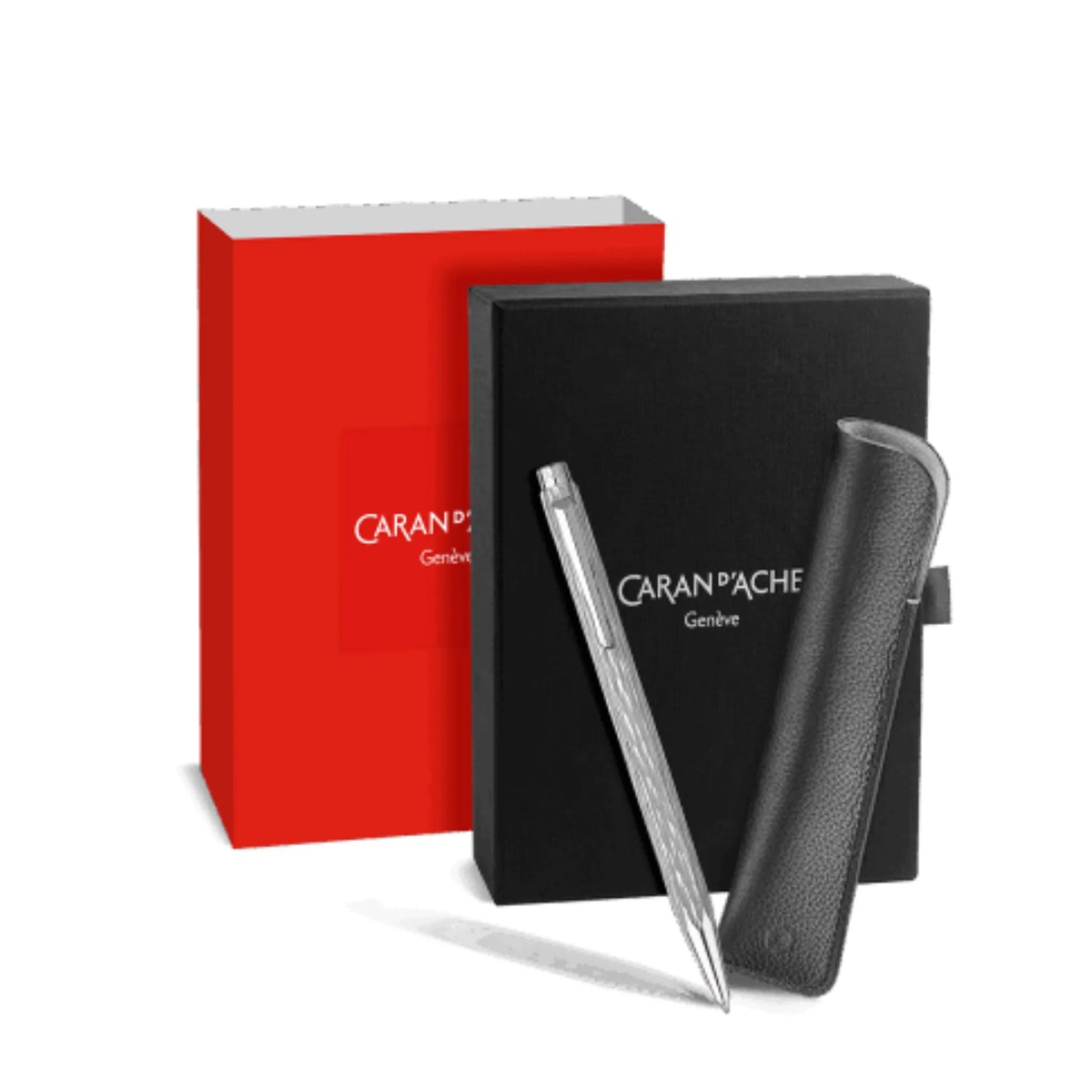 Caran d'Ache Ecridor Ballpoint Pen & Leather Case Set - Venetian (Platinum)